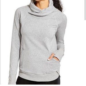 Athleta Dark Gray French Terry Track Pullover Extra Small Slouchy Cowl Neck